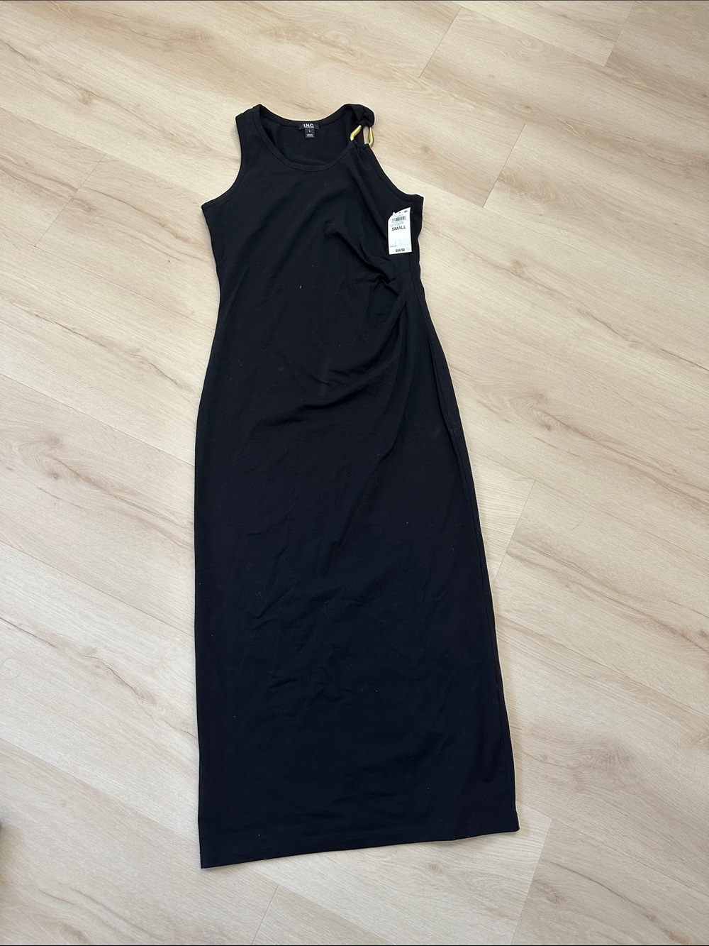 INC International Concepts Black Sleeveless Maxi Dress with Side Ring